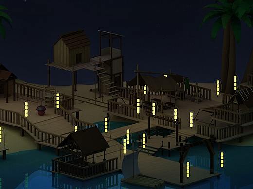 C4D建模—一个小渔村