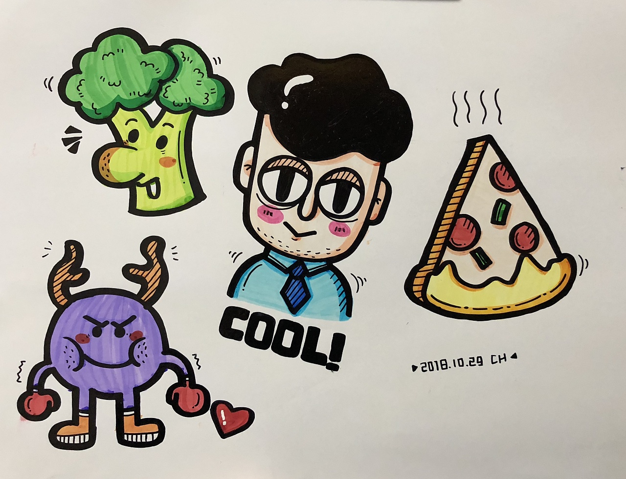 马克笔小画-pop练习|插画|艺术插画|菜阿滑 - 原创作品 - 站酷 (zcool