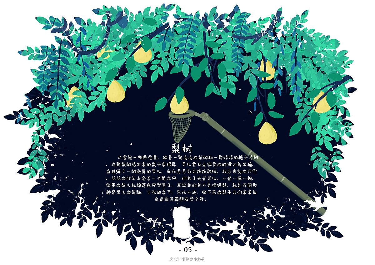 梨树 br> br>从雪松一侧再往里, br>种着一颗高高的梨树和一颗矮矮的