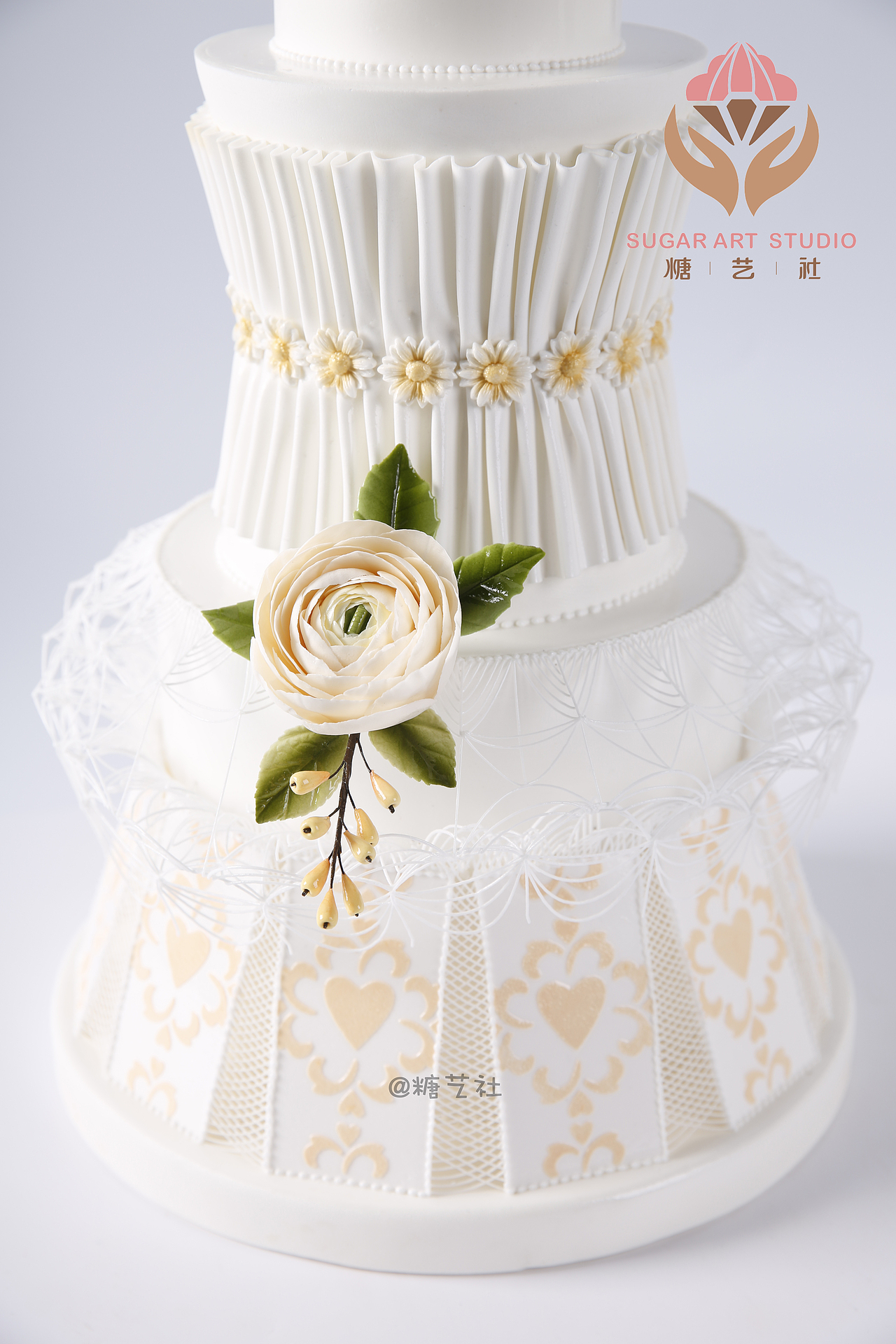 糖艺社翻糖蛋糕-翻糖/糖霜吊线技法-婚礼蛋糕作品（图ZMTQyNTY0MzMy） - 工艺品设计 - 站酷设计师糖艺社原创素材 - 站酷ZCOOL