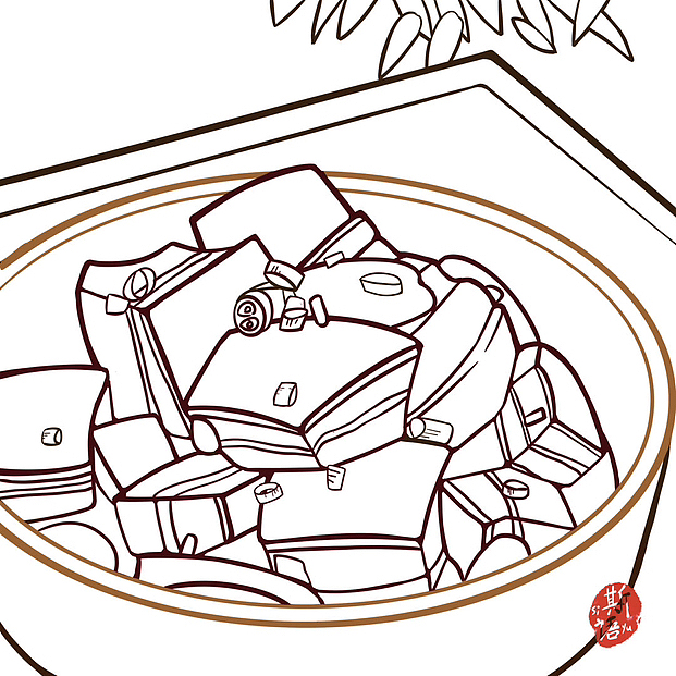 ipad|线稿风插画|香香的五花肉