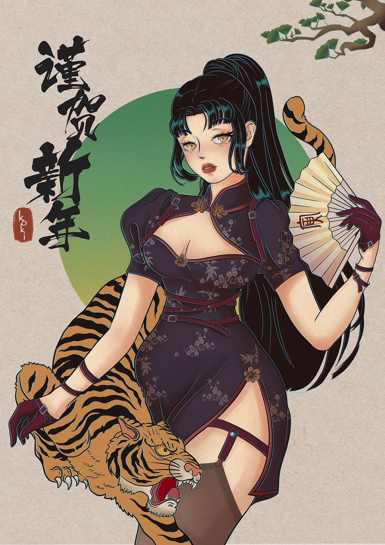 虎年中国风辣妹（图ZMjg5NzE2NzY0） - 创作习作 - 站酷设计师KOKI1124原创素材 - 站酷ZCOOL