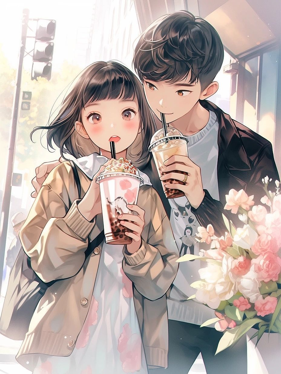 二次元奶茶店海报