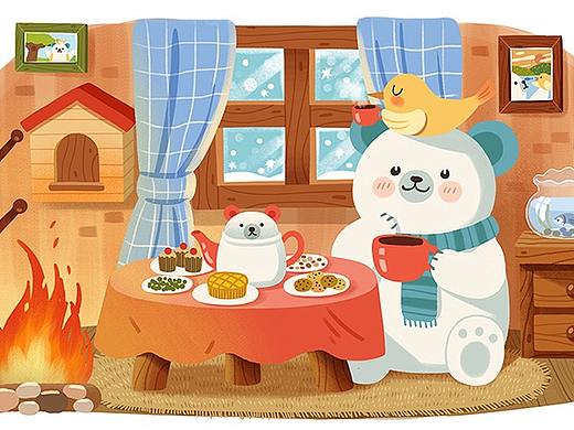 熊的春夏秋冬四季插画