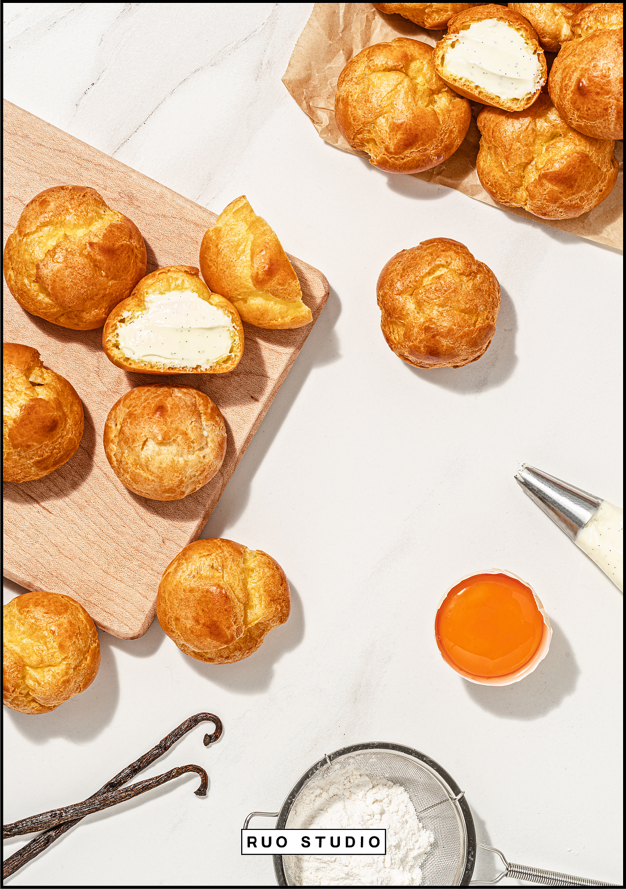 食物摄影 西树迷你雪冰激凌泡芙