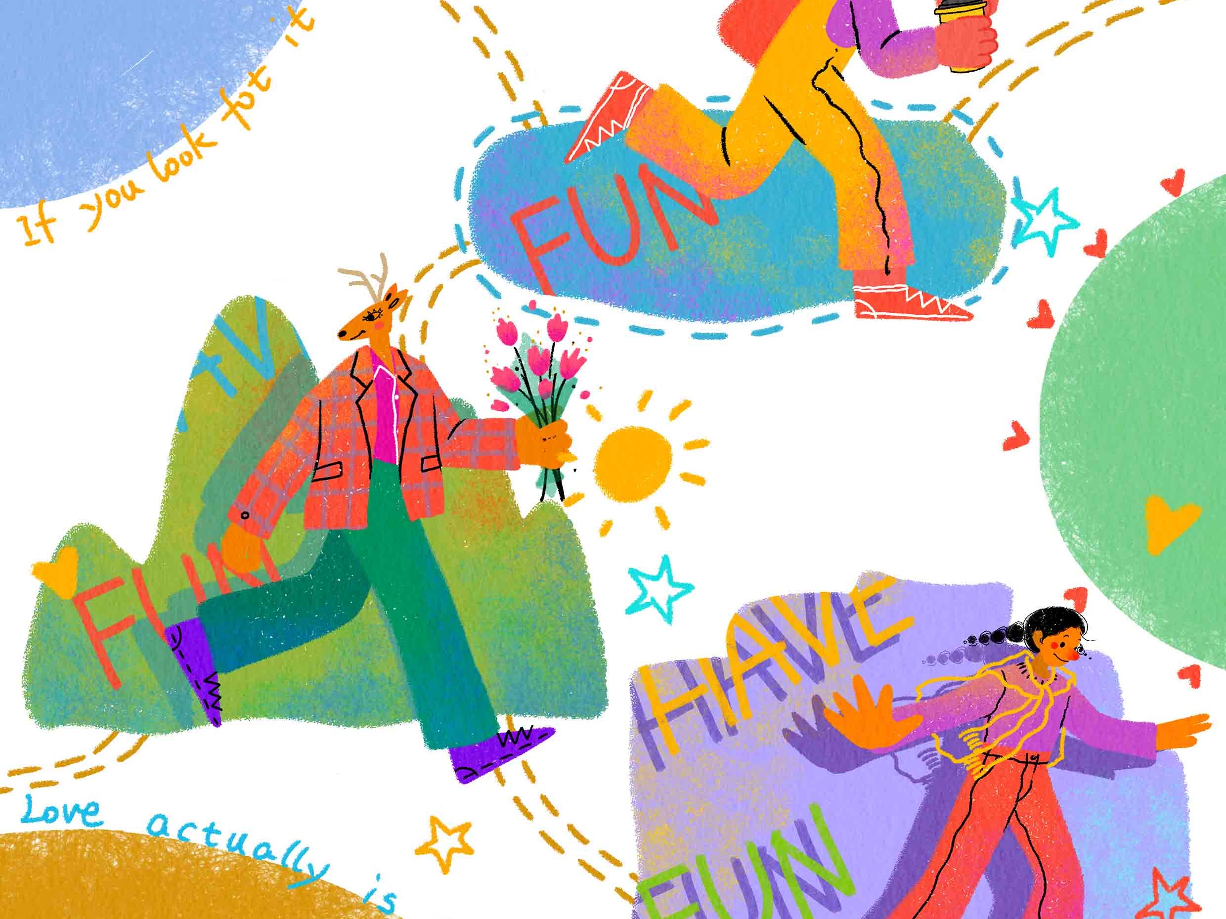 插画丨HAVE FUN_晒太阳的鹿咂-站酷ZCOOL