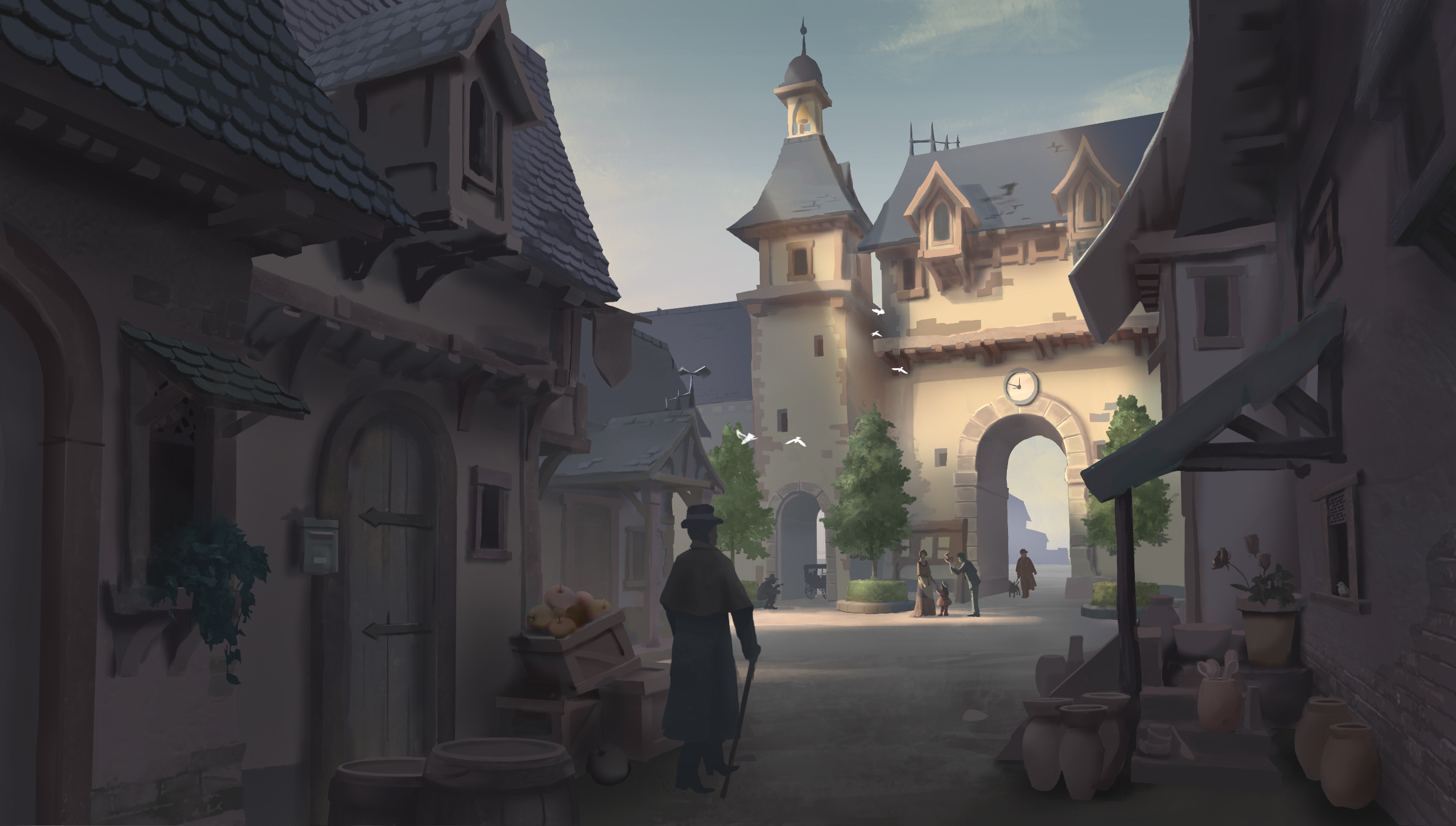 小镇城门景象|插画|游戏原画|加加汪 - 原创作品 - 站酷 (zcool)