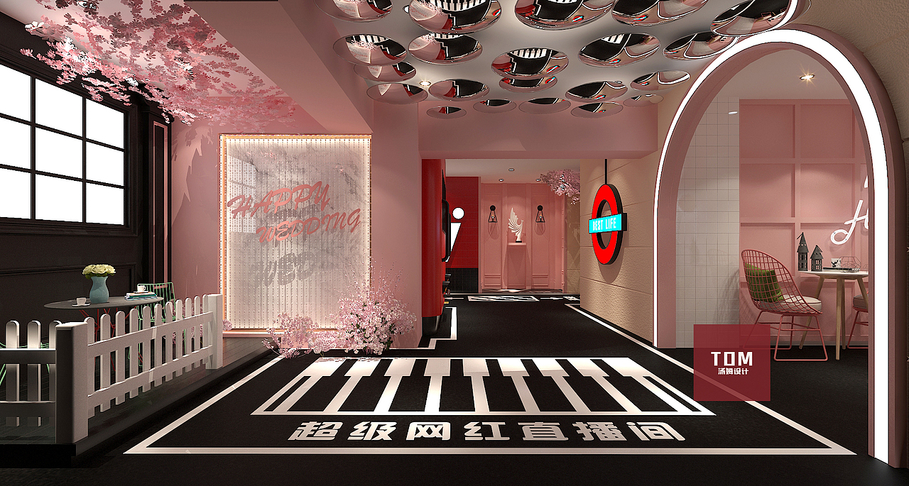 网红直播间公共区域|空间|家装设计|wuchangzhao - 原创作品 - 站酷