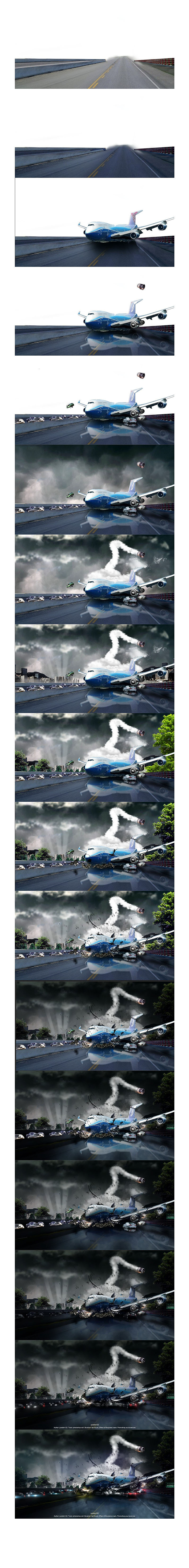 PS打造飞机失事撞击公路电影风格海报（图ZMjE3NjU1MjQ=） - 海报 - 站酷设计师纯棉内芯原创素材 - 站酷ZCOOL