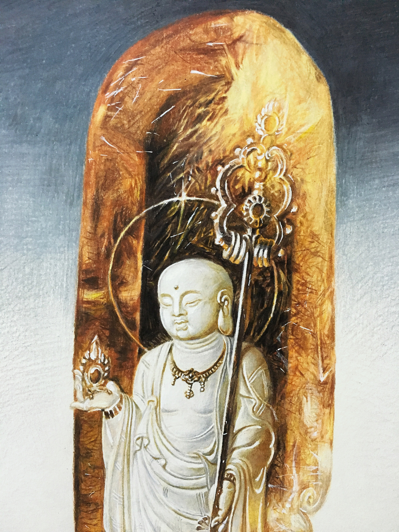 地藏王菩萨彩铅画图片