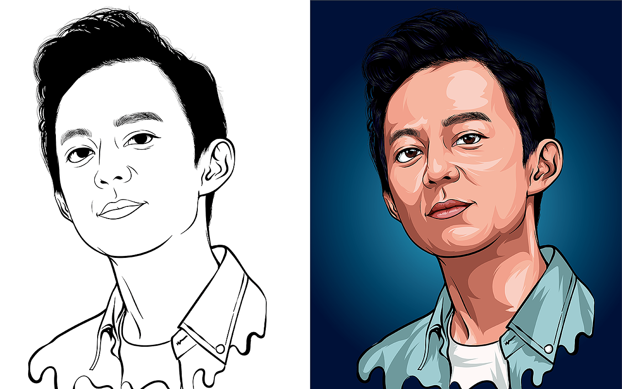 手绘AI矢量插画头像,近期练习作品,请多赐教!