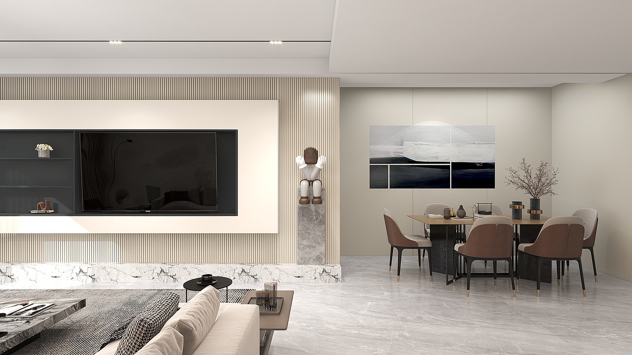 简约系列|暖色电视墙，温馨之中的点缀恰到好处（图ZMzExNTgzMTYw） - 家装设计 - 站酷设计师设计师徐来原创素材 - 站酷ZCOOL