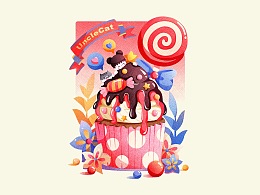 插画 | 猫与我【甜点篇】之糖果蛋糕
