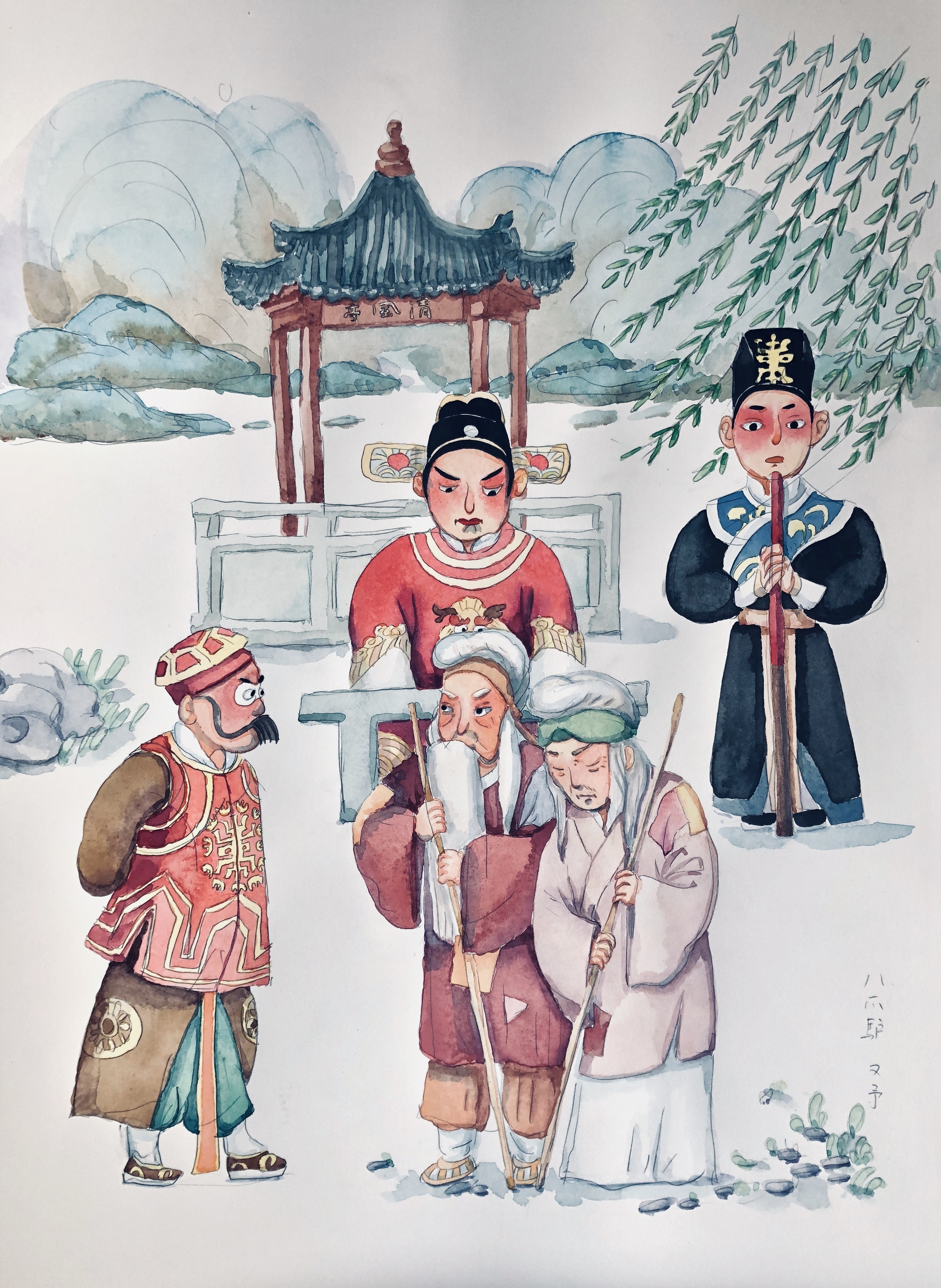 卡通q版戏曲插图