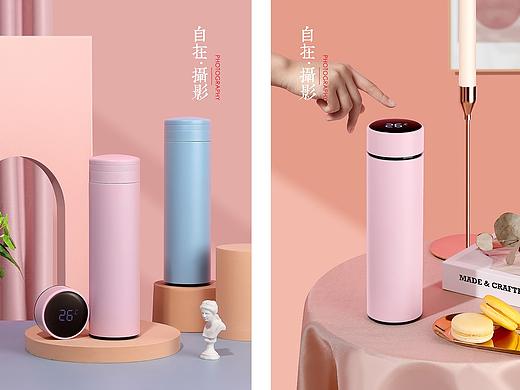 保温杯|测温|显示温度|彩色|螺旋纹|产品摄影