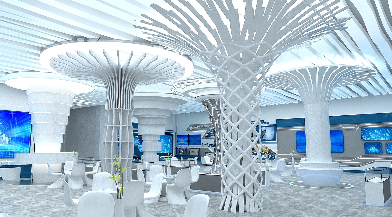 前锋公司企业科技展厅设计3D效果图（图ZMjAwNTYwMDgw） - 场景 - 站酷设计师3D设计师NG男原创素材 - 站酷ZCOOL