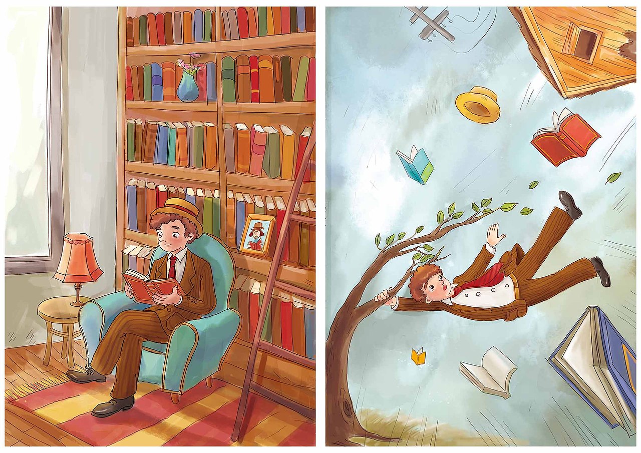 欧美水彩风格儿童插画绘本