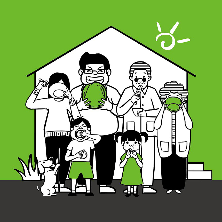 一家人吃饭的场景