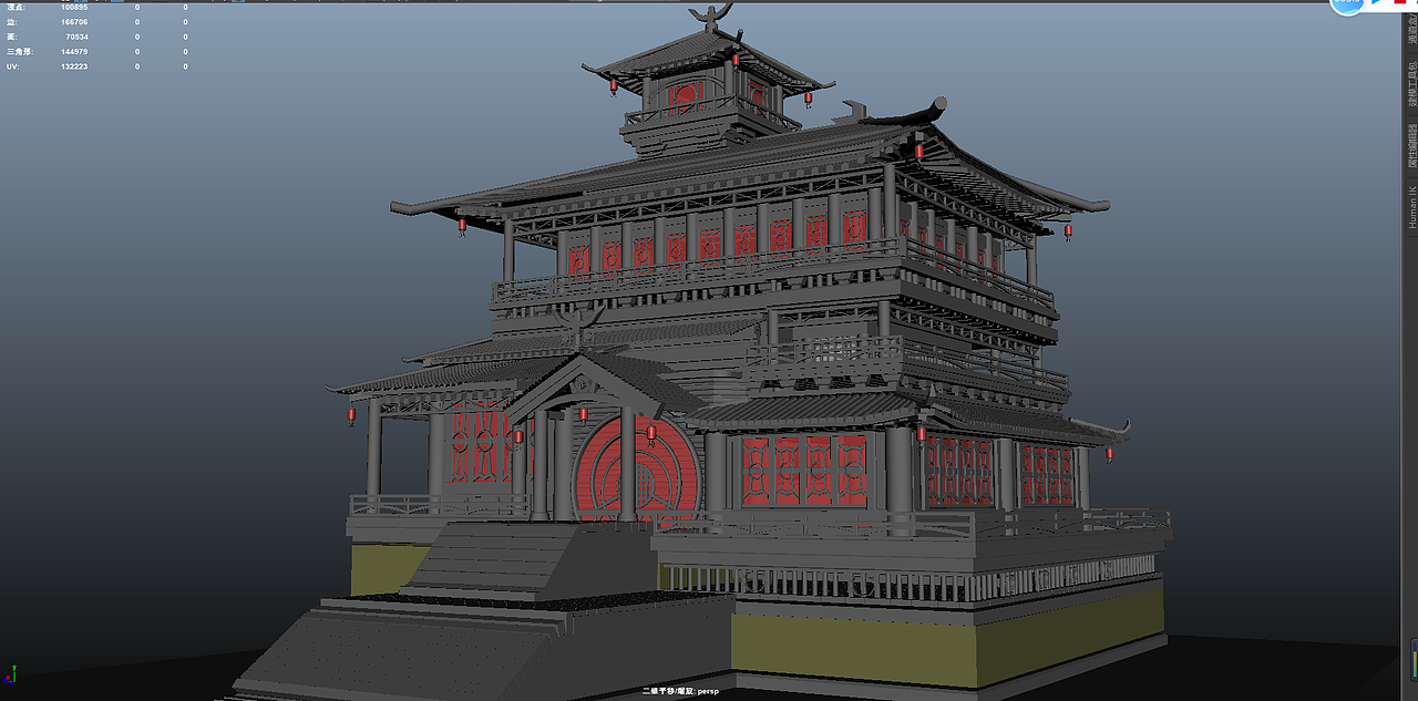 maya古建筑建模练习|三维|场景|北墨南杨_原创作品-站酷(zcool)