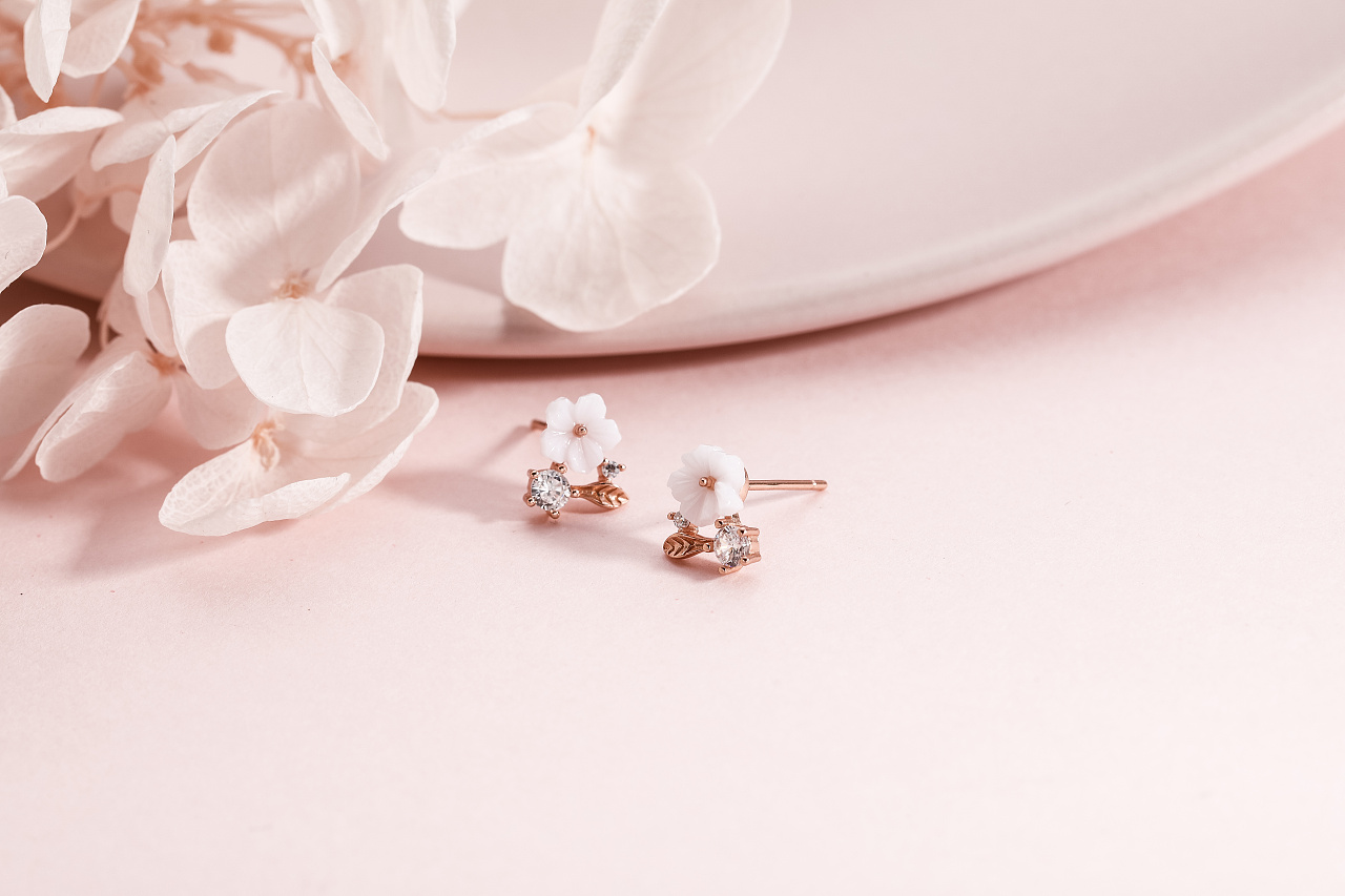 银饰品耳钉耳环首饰拍摄/电商静物产品拍照/小清新饰品