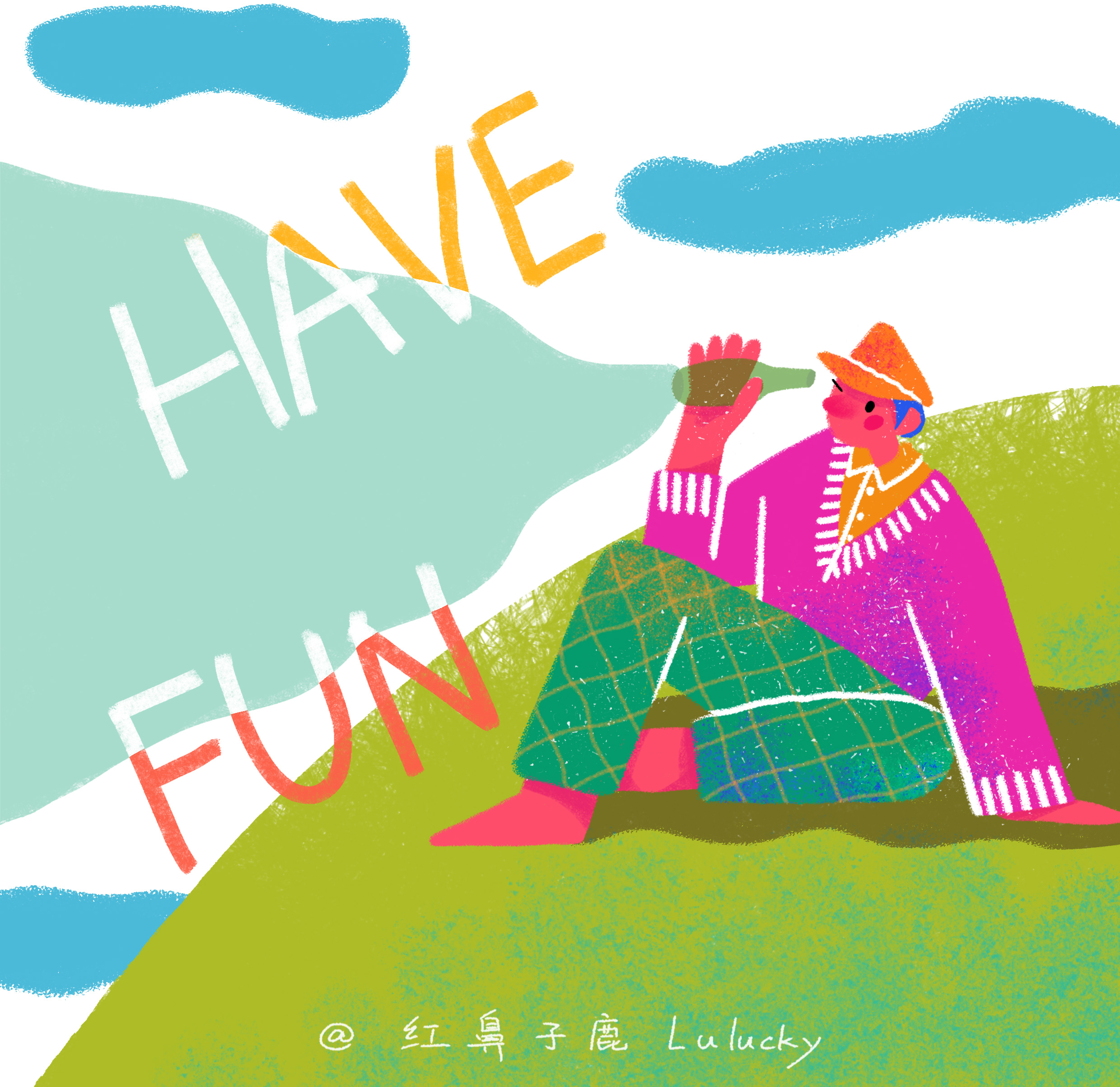 插画丨HAVE FUN_晒太阳的鹿咂-站酷ZCOOL