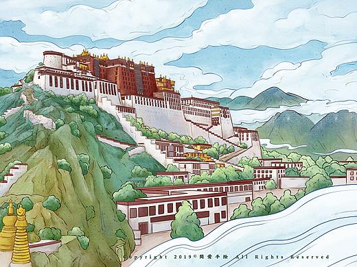 手绘西藏风景—神秘的布达拉宫