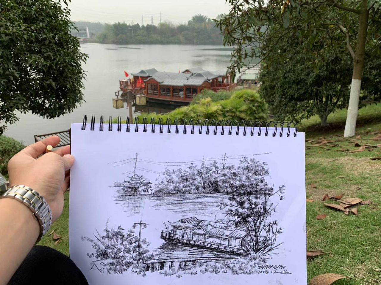 天朗气清园博园写生，记录即逝的2019（图ZMTkxMTMwNDky） - 绘画 - 站酷设计师芥子绘原创素材 - 站酷ZCOOL