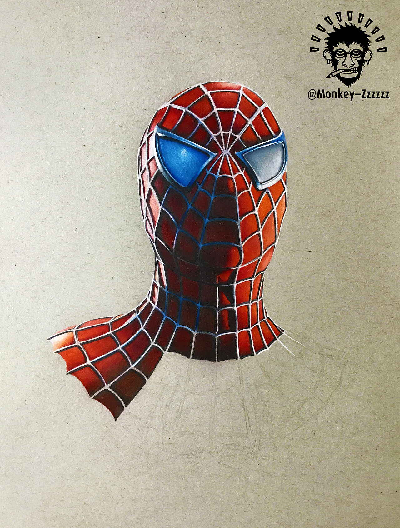 彩铅手绘漫威英雄蜘蛛侠