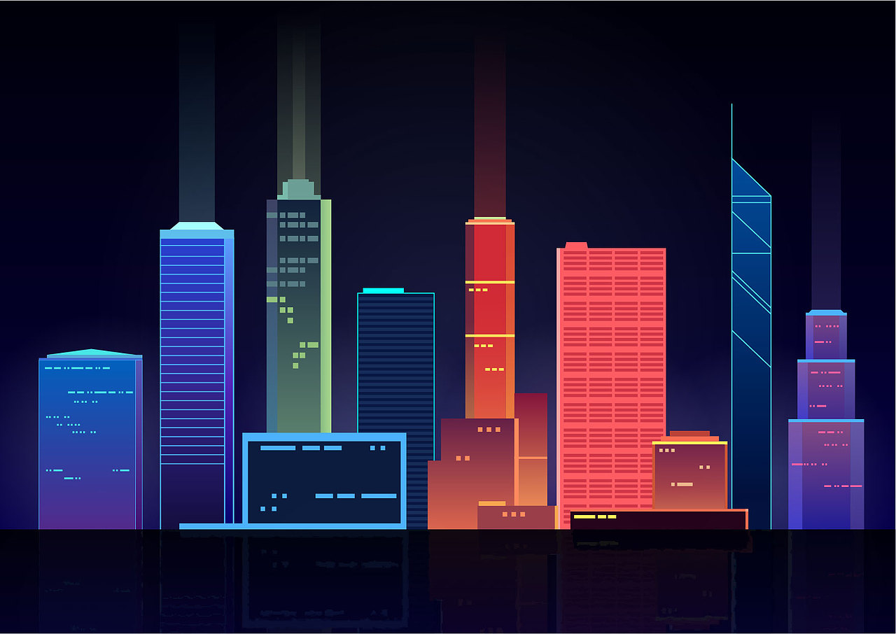 城市夜景插画