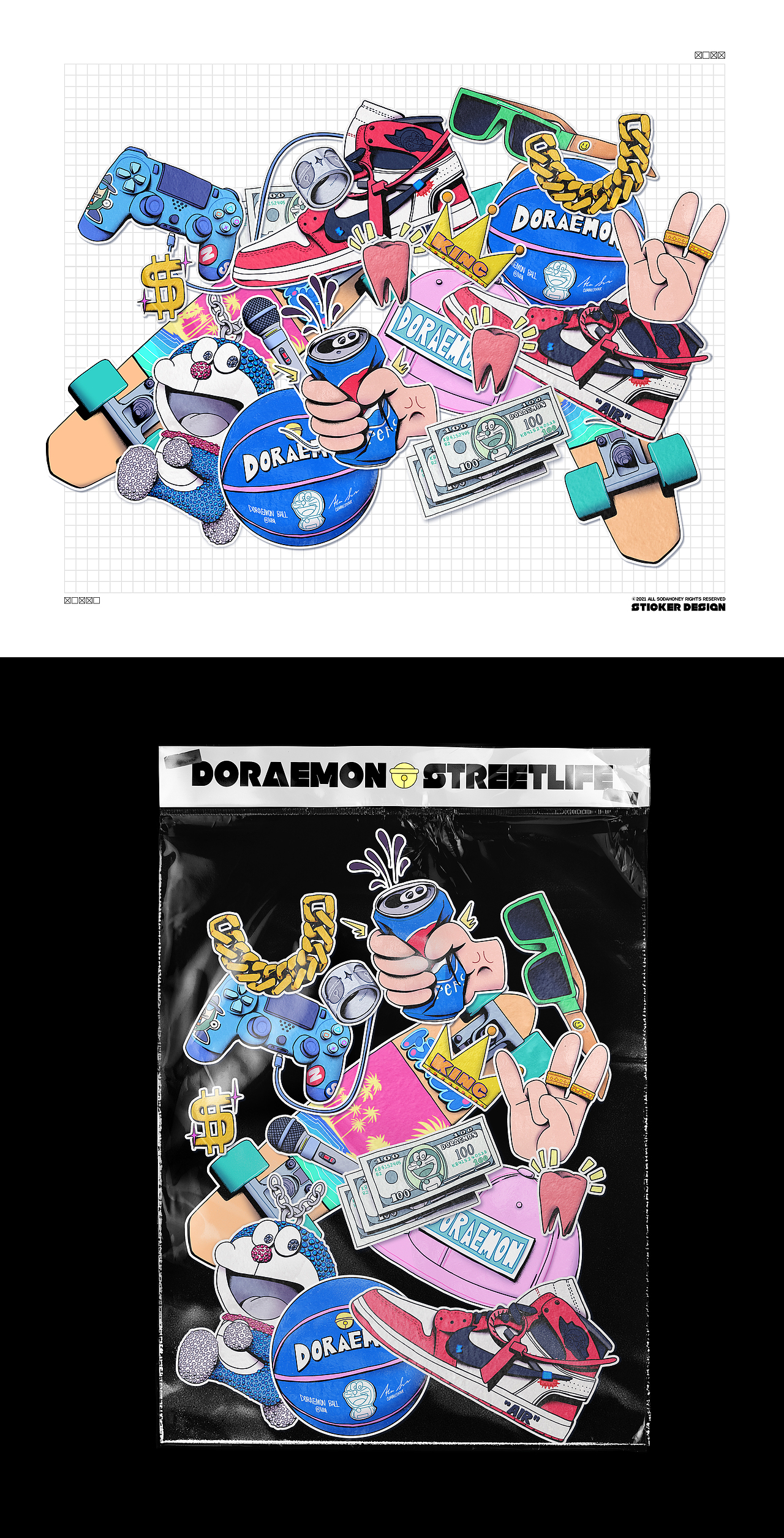 Streetlife x 哆啦A梦【同人】（图ZMjc2MjU0NTky） - 新锐潮流插画 - 站酷设计师SODAHONEY原创素材 - 站酷ZCOOL