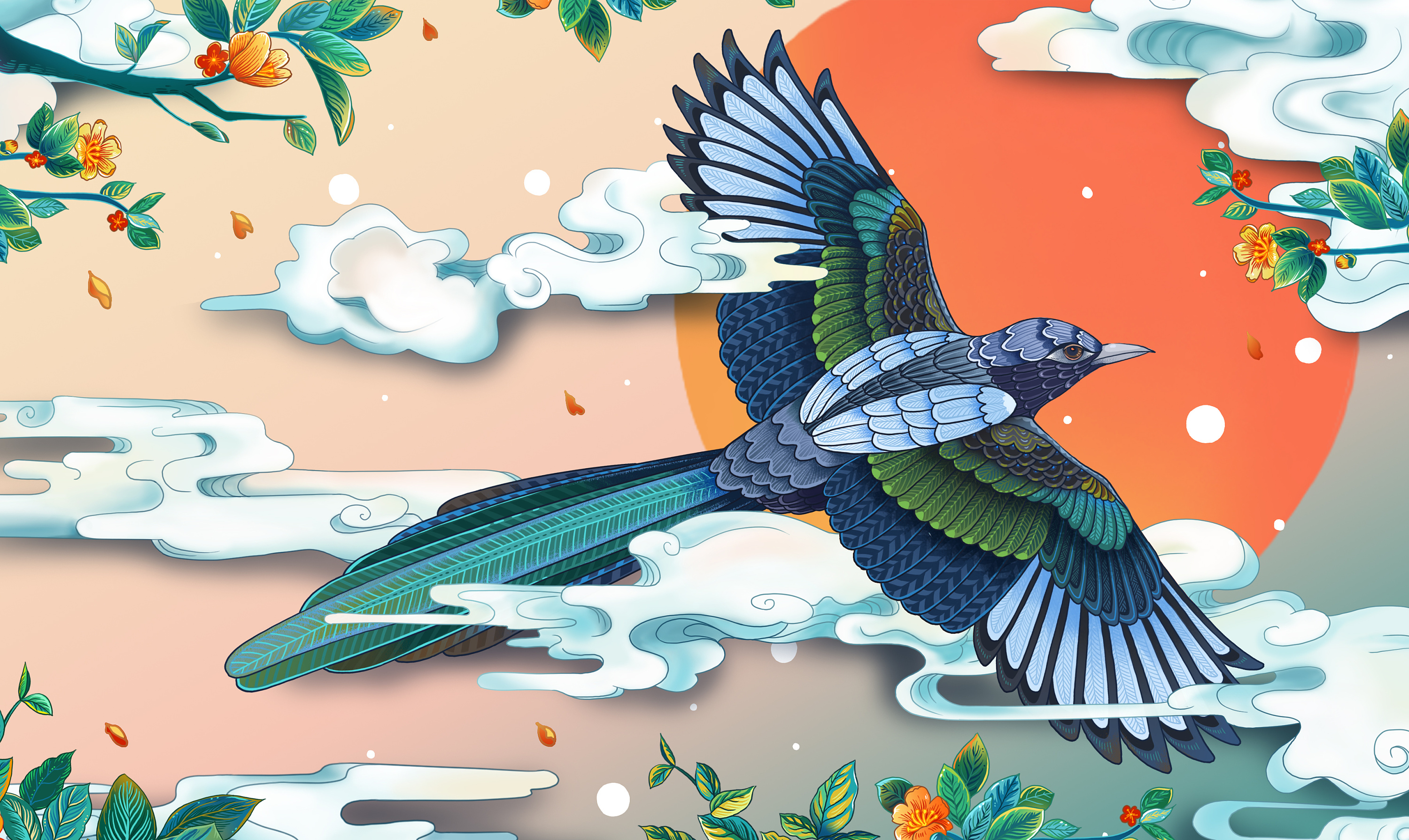 一只蓝色的卡通小鸟可爱欢乐自由自在的飞行透明PNG图片