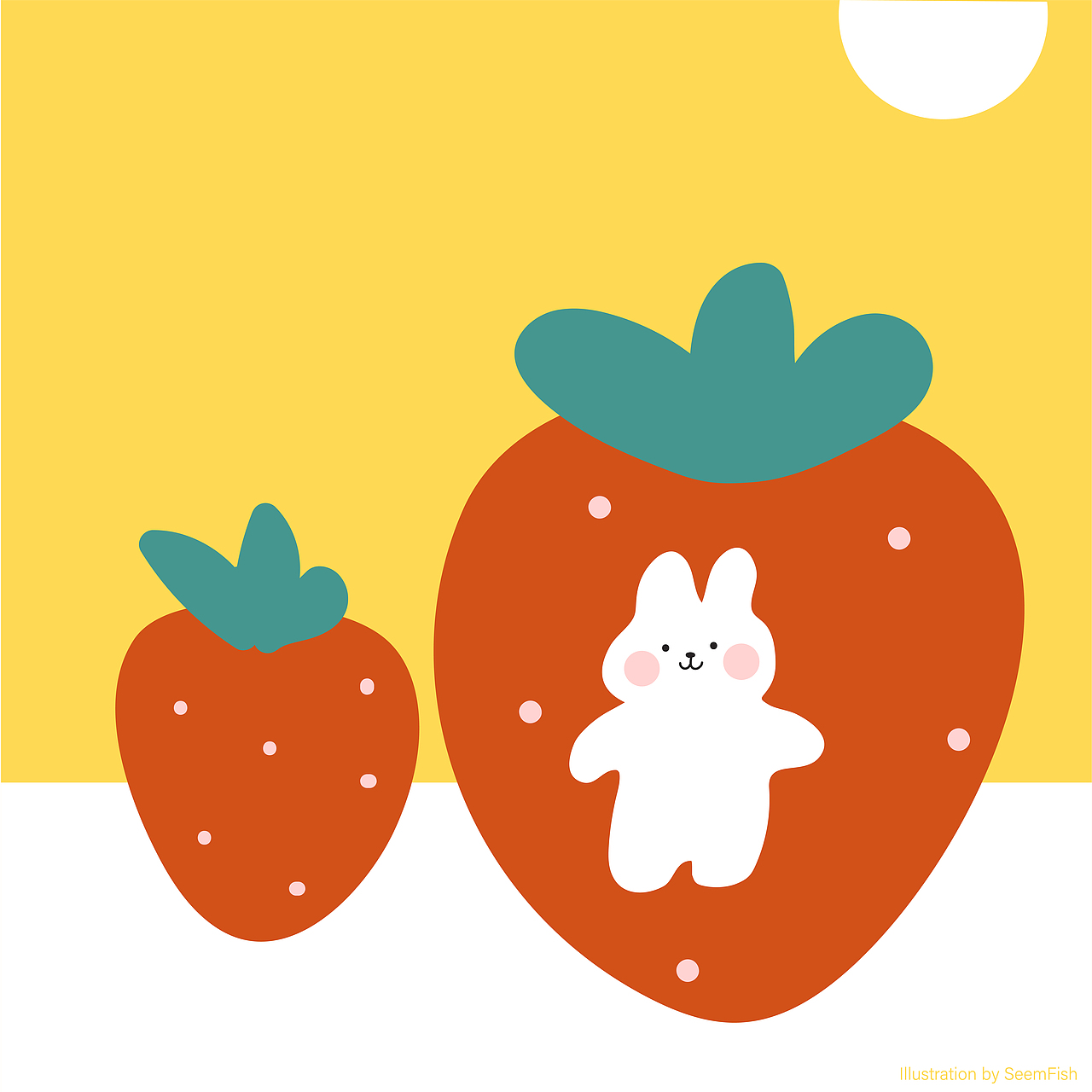 🐰🐰和🍓（图ZMjA0NTM5MzAw） - 商业插画 - 站酷设计师SeemFish原创素材 - 站酷ZCOOL