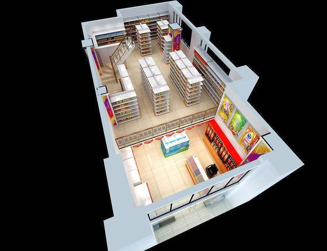 济南联合超市3D效果图-斯凯普设计工作室