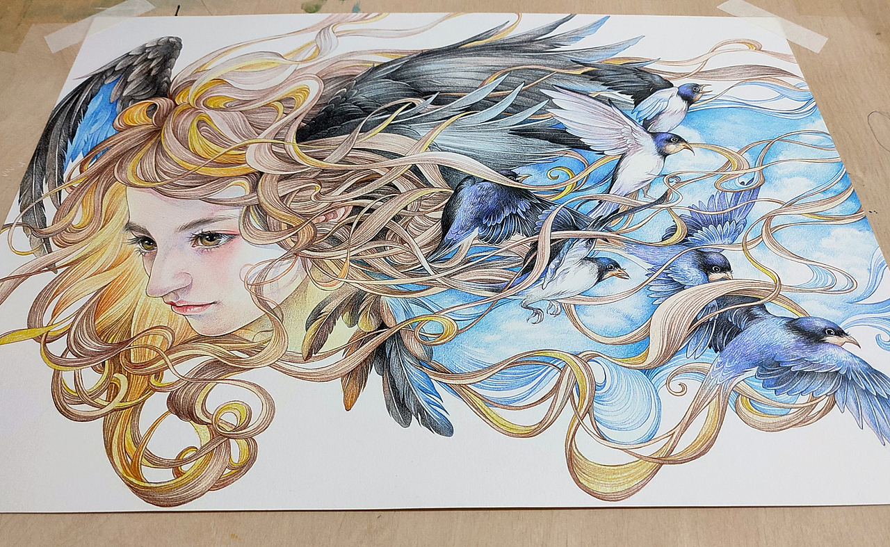 《飞鸟》（图ZMjc3NTM4ODQw） - 绘画 - 站酷设计师kekebaby原创素材 - 站酷ZCOOL