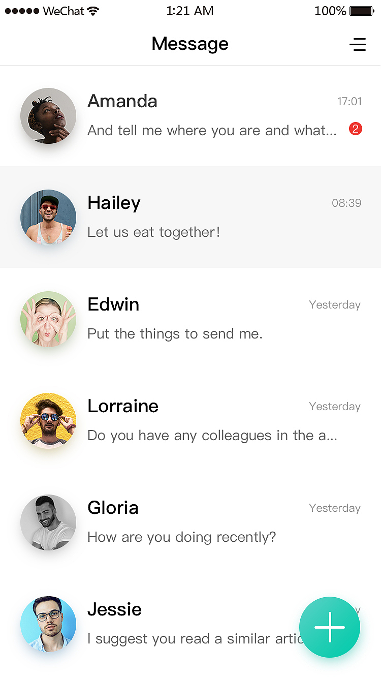 工作聊天列表 对话框设计