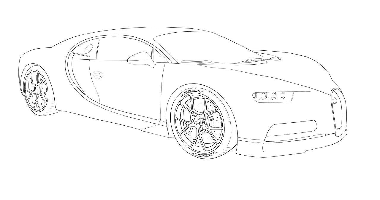 布加迪汽车手绘