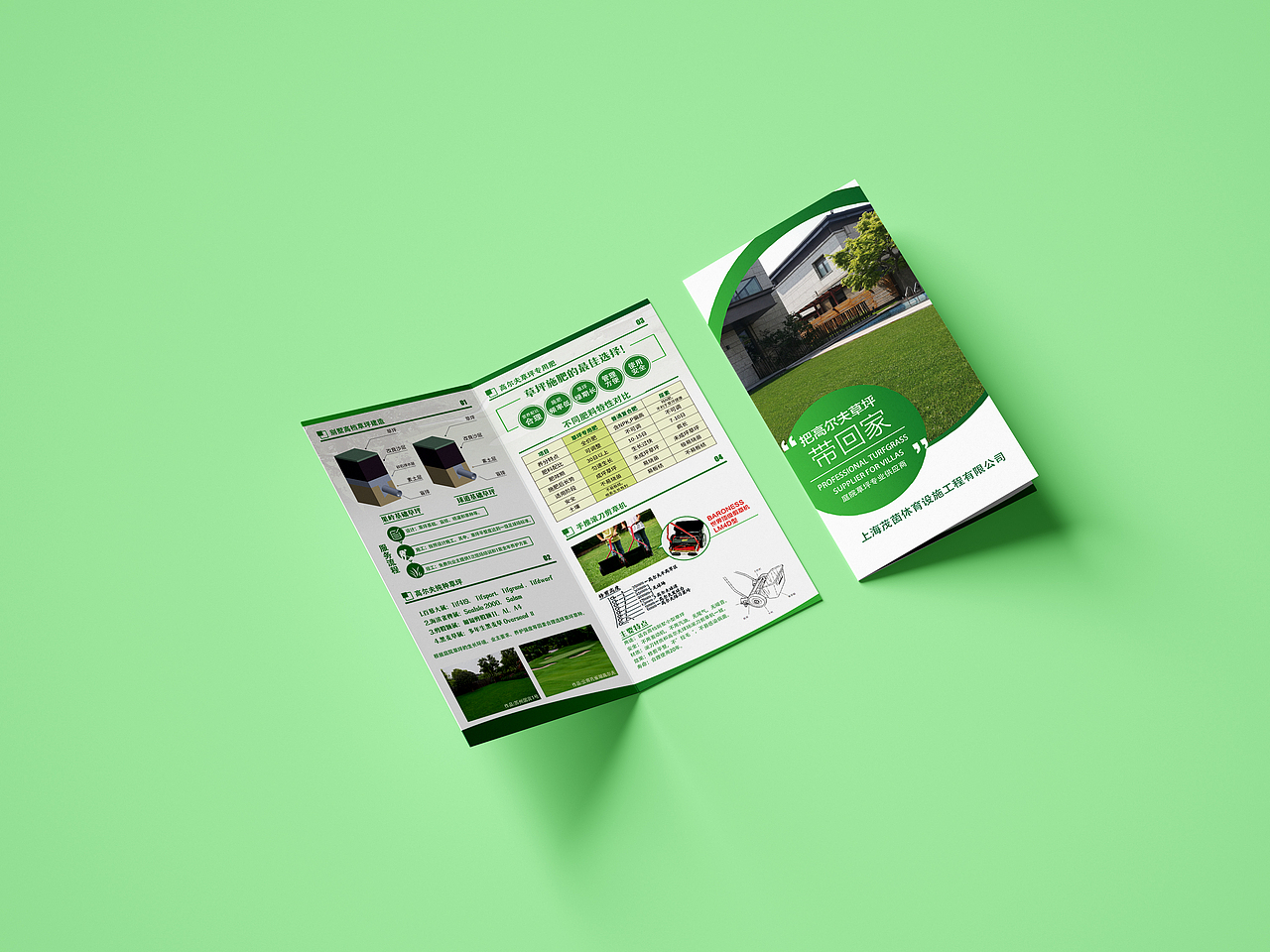 一个草坪保养的商业对折页
