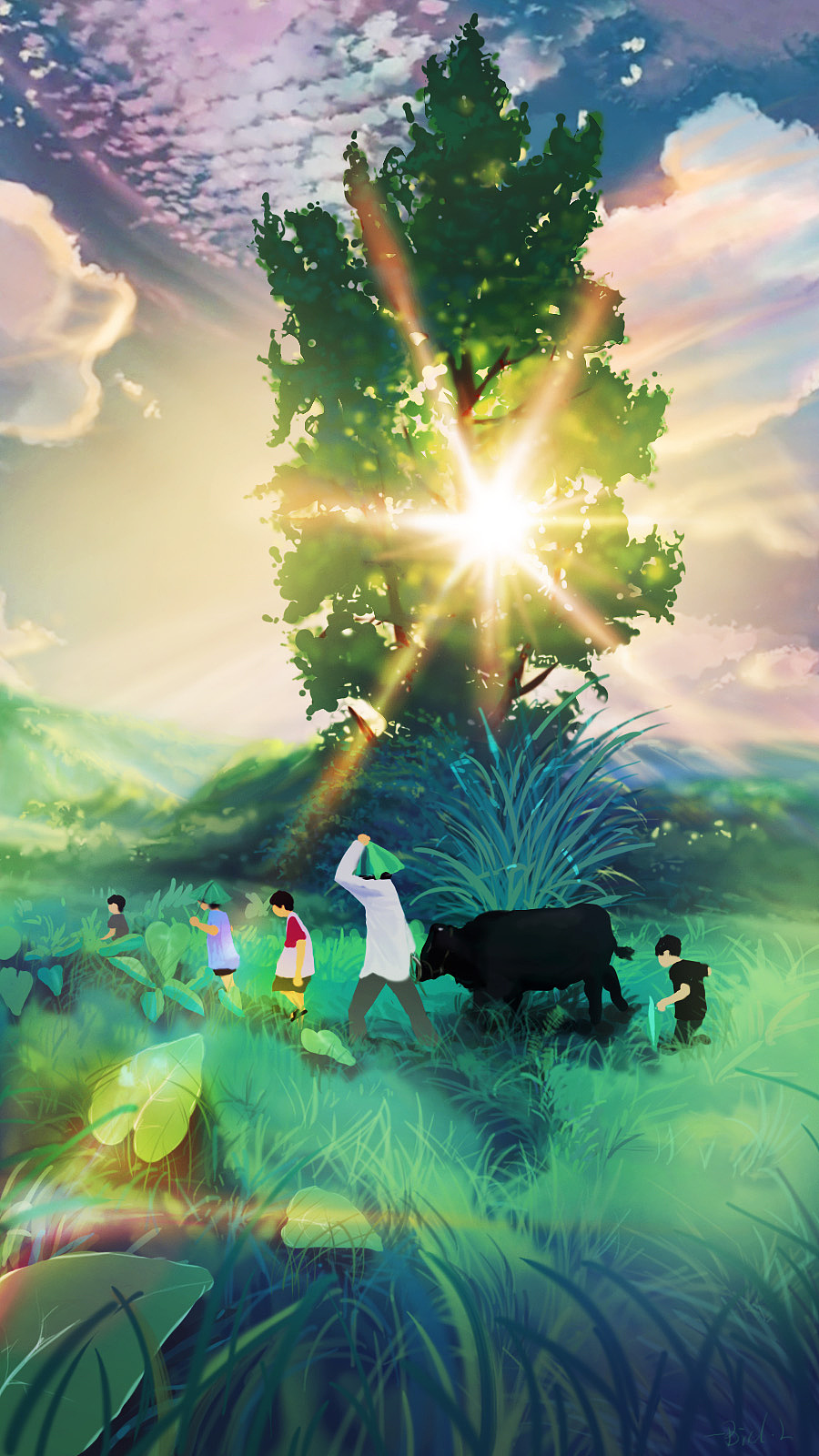 乡下生活场景插画