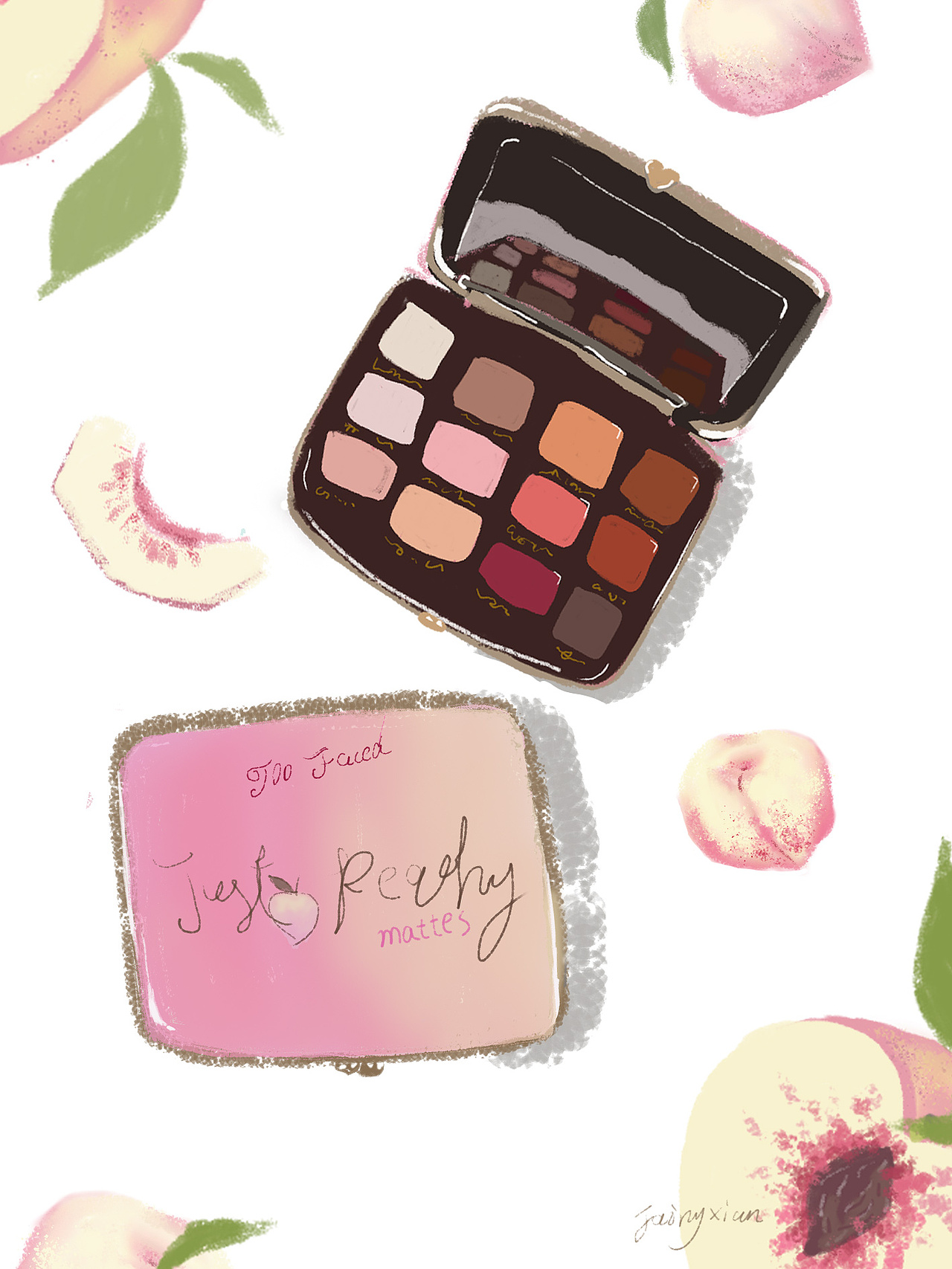 《寺庙前的石狮》缸标签商业插画眼影盘插画原创手绘作品信息创作时间