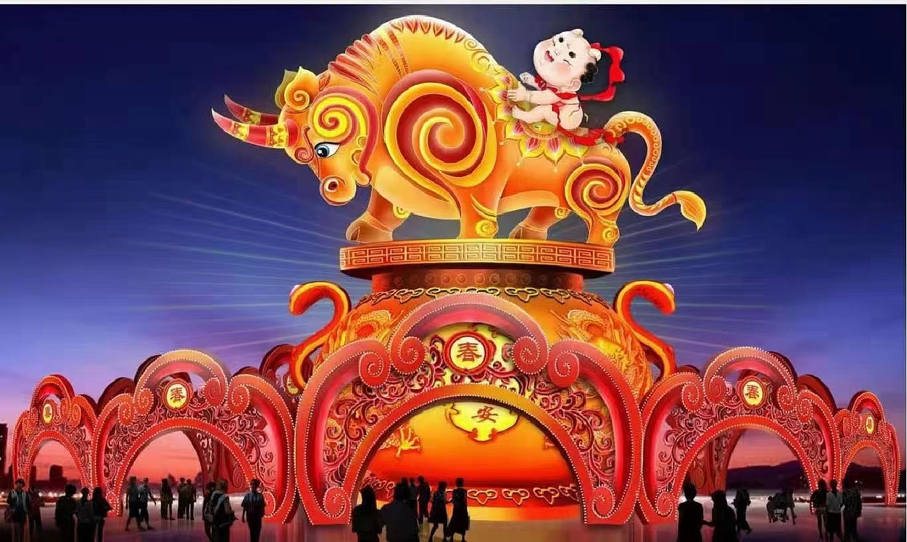 牛年花灯（图ZMjM2NTk1MDI0） - 其他平面 - 站酷设计师自贡润辰彩灯原创素材 - 站酷ZCOOL