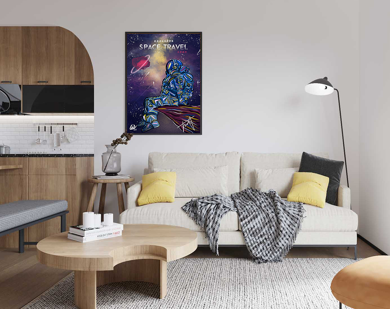 手绘插画完稿——把星星给你带回家