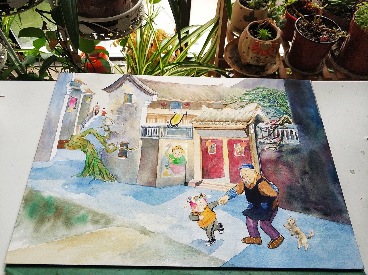 我和爷爷|插画|儿童插画|水了个彩_原创作品-站酷zcool