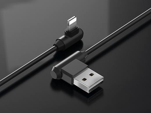 苹果iphone弯头数据线 keyshot渲染图