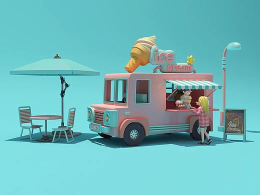 c4d卡通人物小场景