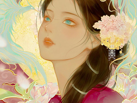 芙蓉向脸两边开