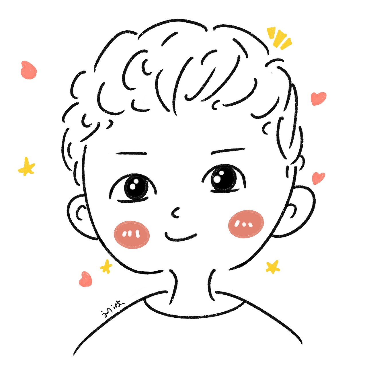 原创简笔画头像_学画画的池上-站酷zcool