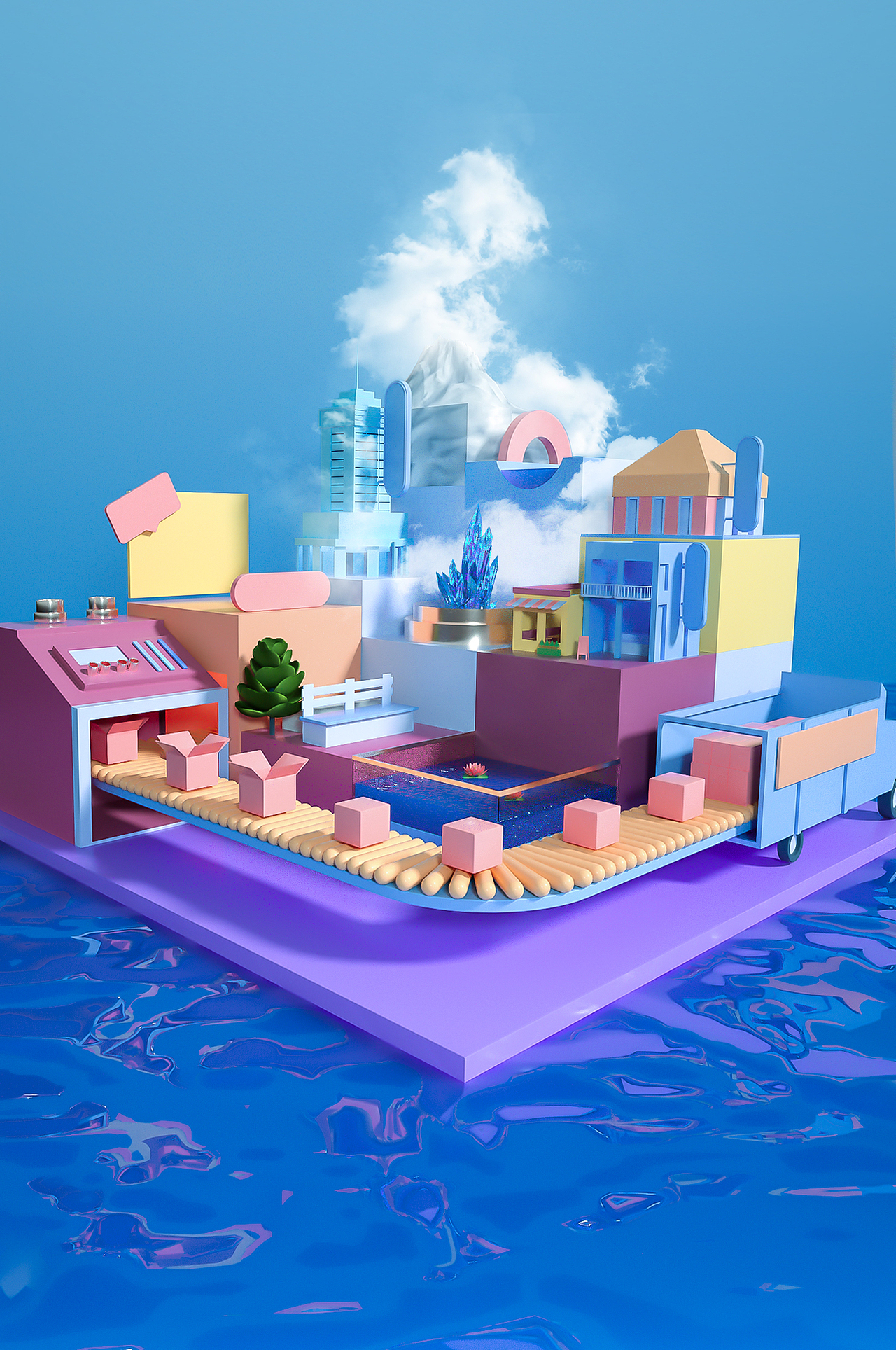 三维3D小场景练习（图ZMjcwMTQ1NjA4） - 场景 - 站酷设计师沫图图原创素材 - 站酷ZCOOL