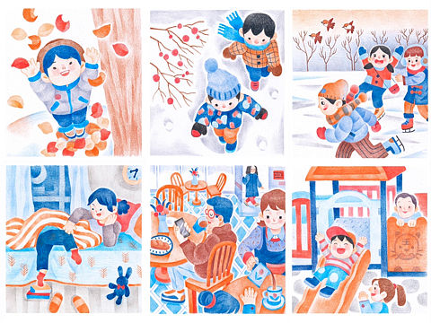 彩铅/冬日片段/（个人主页-ZNTc3NjQxMTI=） - 商业插画 - 站酷设计师谷子粒儿原创素材 - 站酷ZCOOL