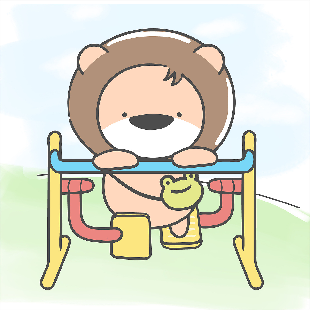 【小狮子赛几】小区休闲娱乐系列头像|插画|艺术插画|小狮子赛几_原创