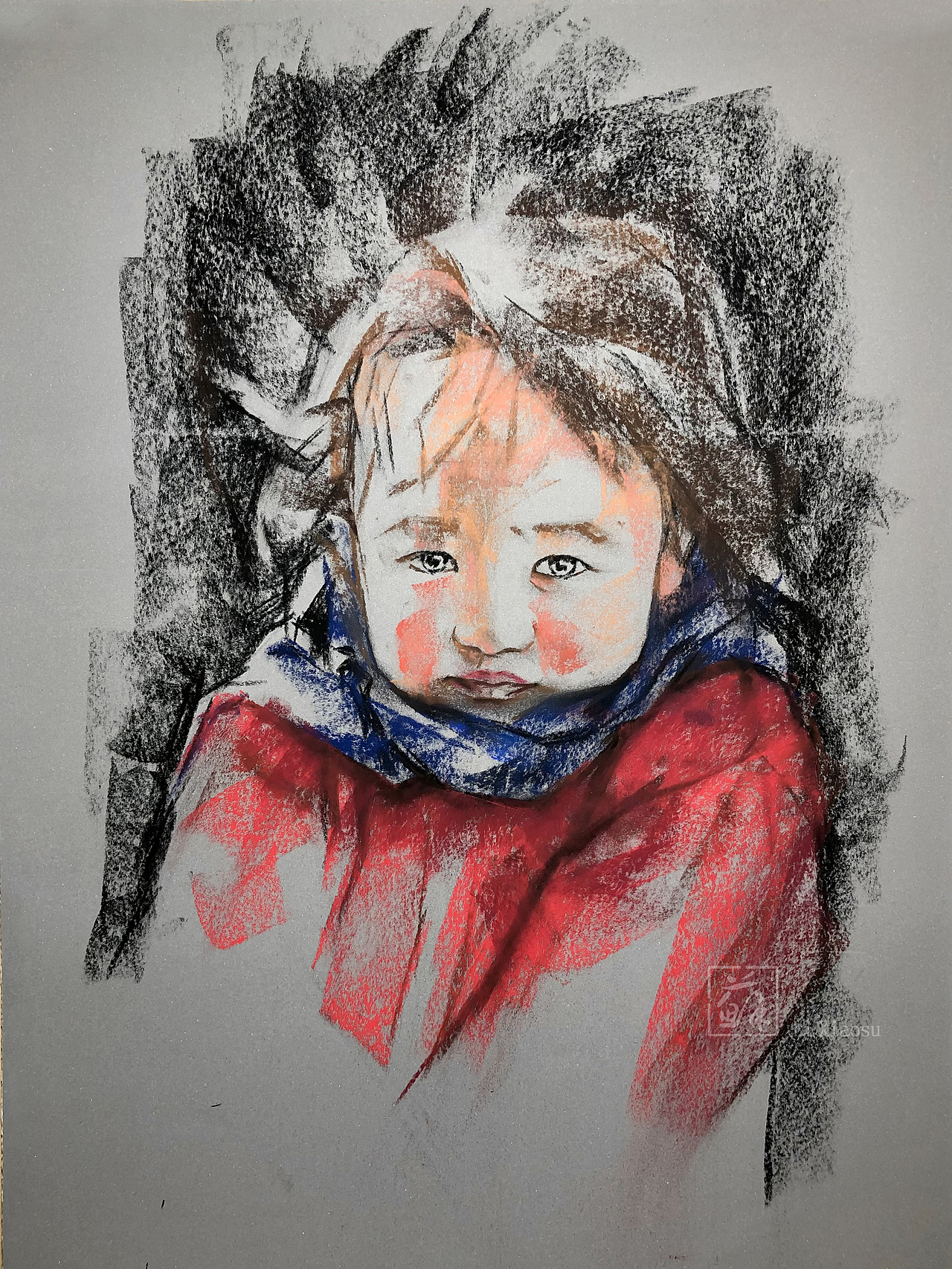 分享收藏蛇与骷髅/达利《金发女孩》色粉作品—彩铅炭笔人物—彩铅